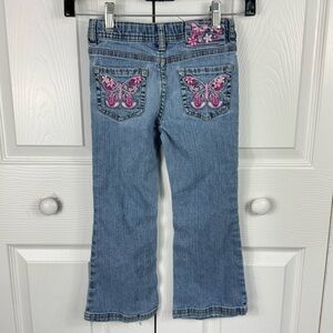 Arizona Jeans Girl's Embroidered Butterfly Jeans Blue Size 5 Regular Y2K